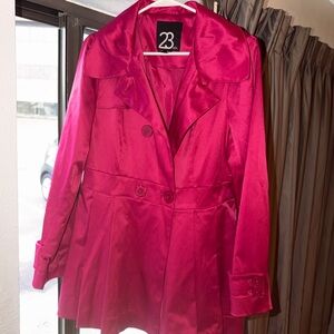 23 Women's Fuchsia Satin Trench Coat M